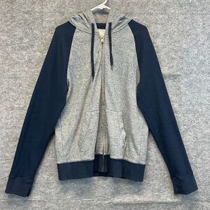 AEROPOSTALE Hoodie Jacket Men's Large Navy Gray Colorblock Full Zip Raglan Sleev